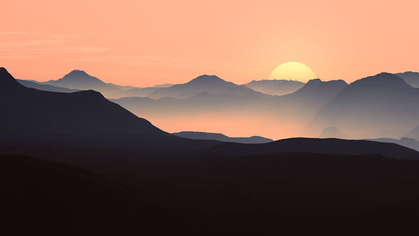 Berge mit Sonnenuntergang